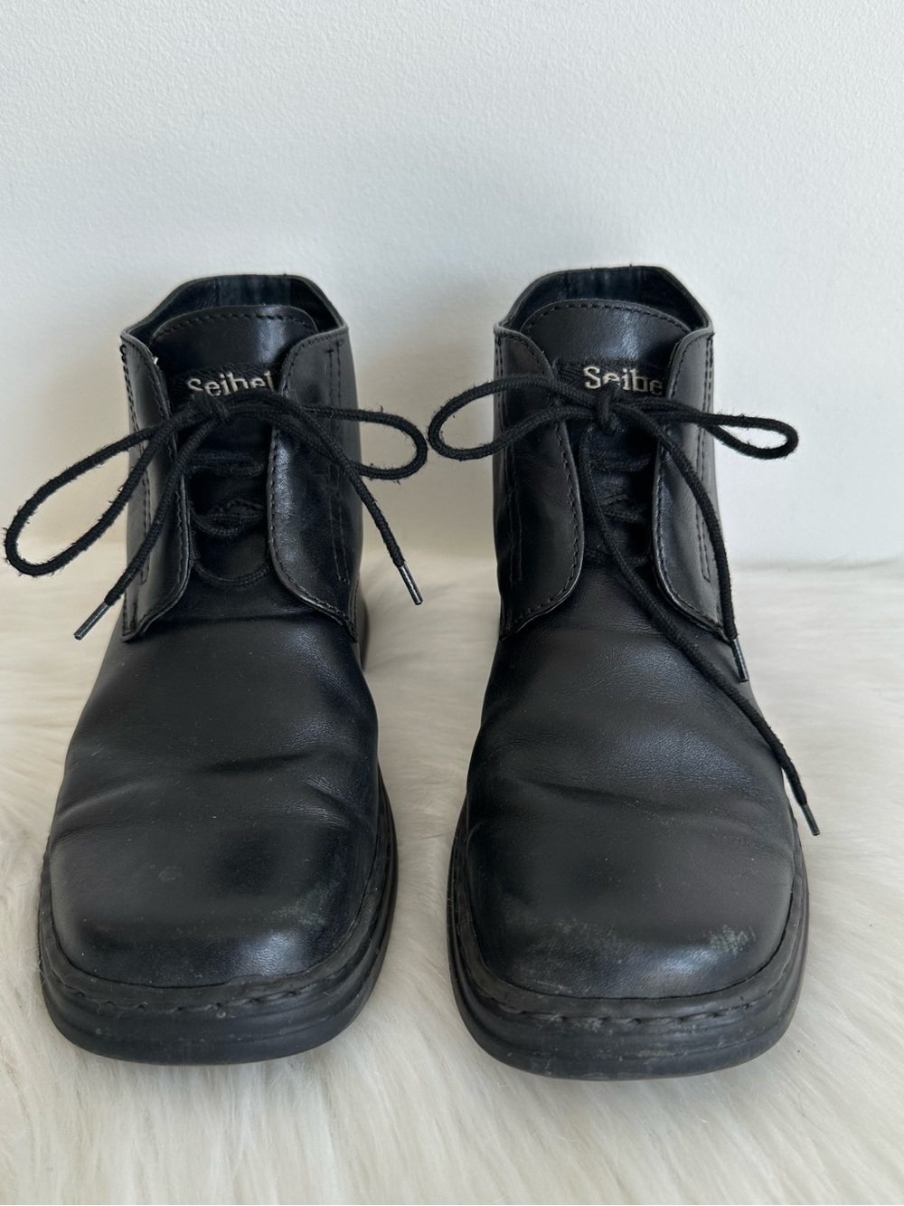 Josef Seibel Black Leather Women’s Chukka Boots w/ Classic Lace-Up